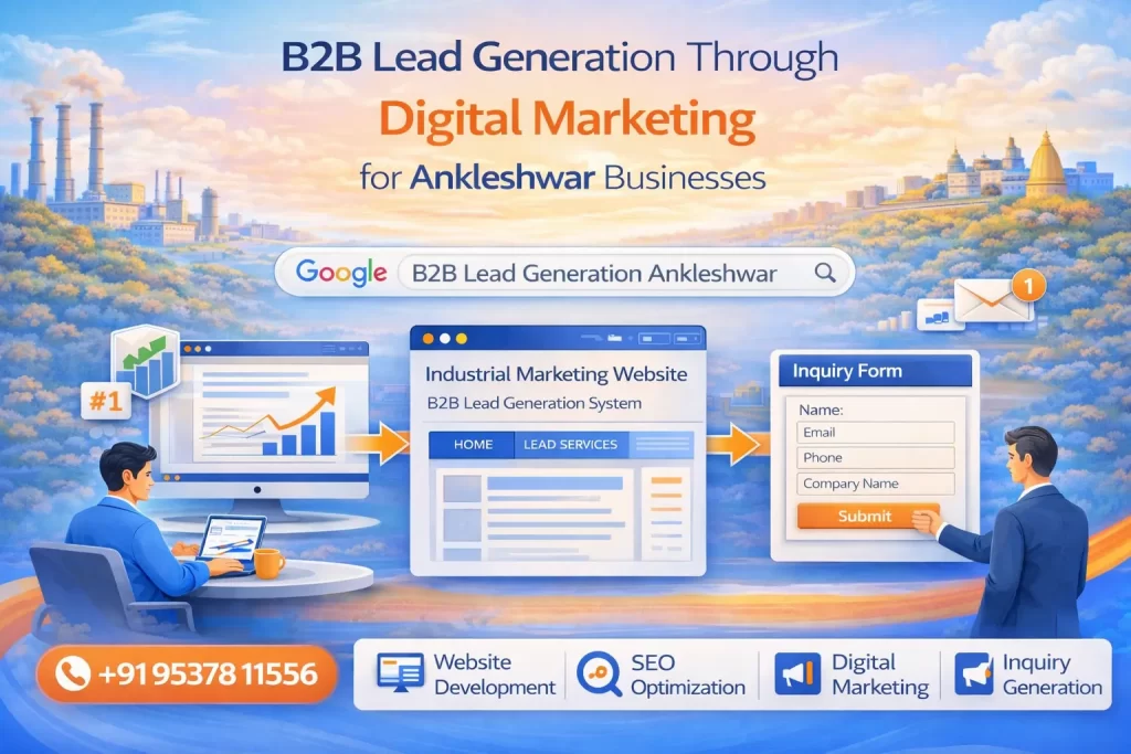 B2B Lead Generation through Digital Marketing for Ankleshwar GIDC businesses - SEO, Website Development, and Inquiry Generation illustrated